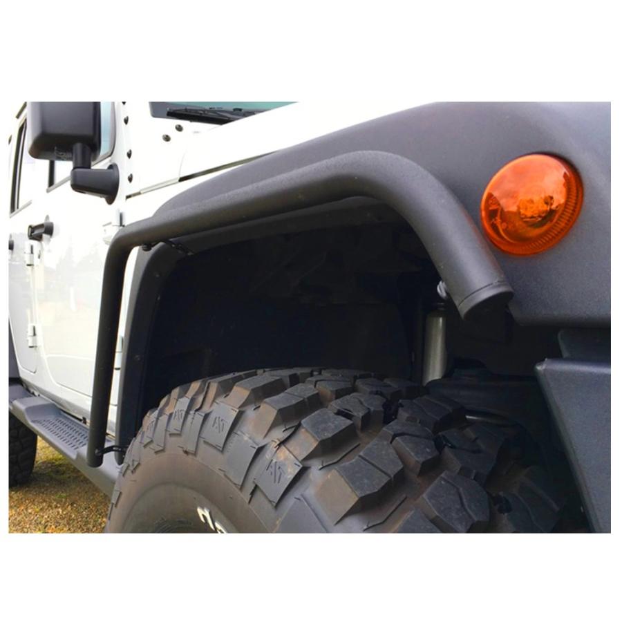 JEEP JK ラングラー 2007年3月以降 2ドア 4ドア スチール パイプ フェンダー ガード 32mm径 フロント リア 1台分 艶あり ブラック |  | 02