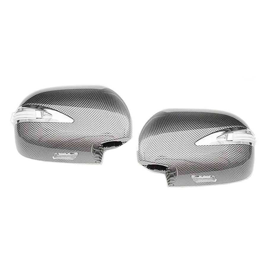 ドアミラー カバー ハイエース 200系 1-5型 レジアスエース 交換タイプ LED ファイバー カーボン調 HIACE 左右 2個 セット