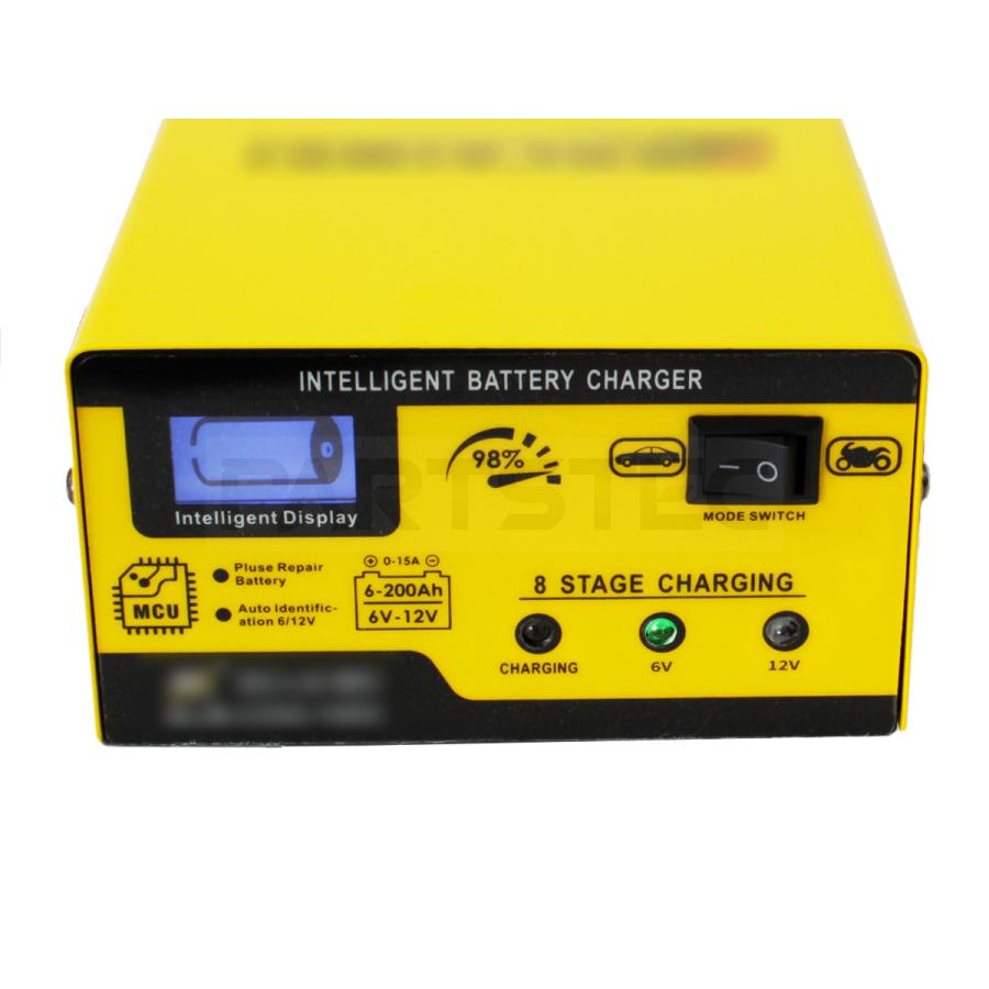 カー バッテリー 充電器 DC 6V 12V AC 100V 充電電流 1A~15A LED