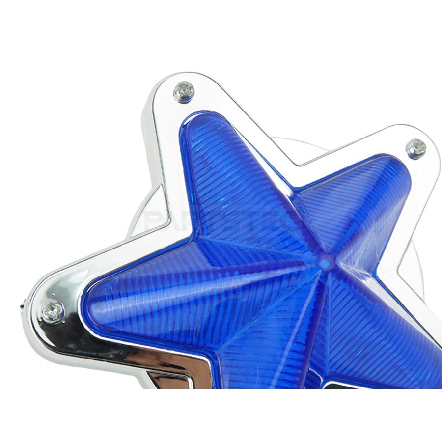 LED サイドマーカー 星型 メッキ ブルー 青 12V 24V 兼用 2個セット