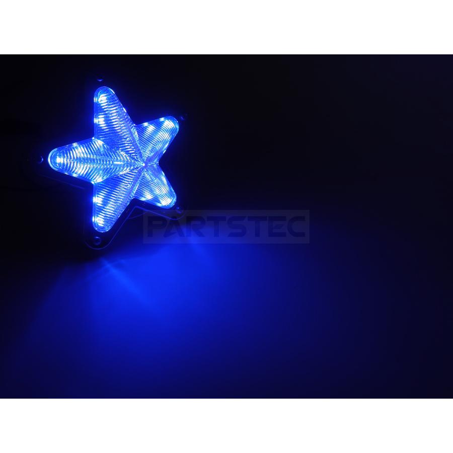 LED サイドマーカー 星型 メッキ ブルー 青 12V 24V 兼用 2個セット