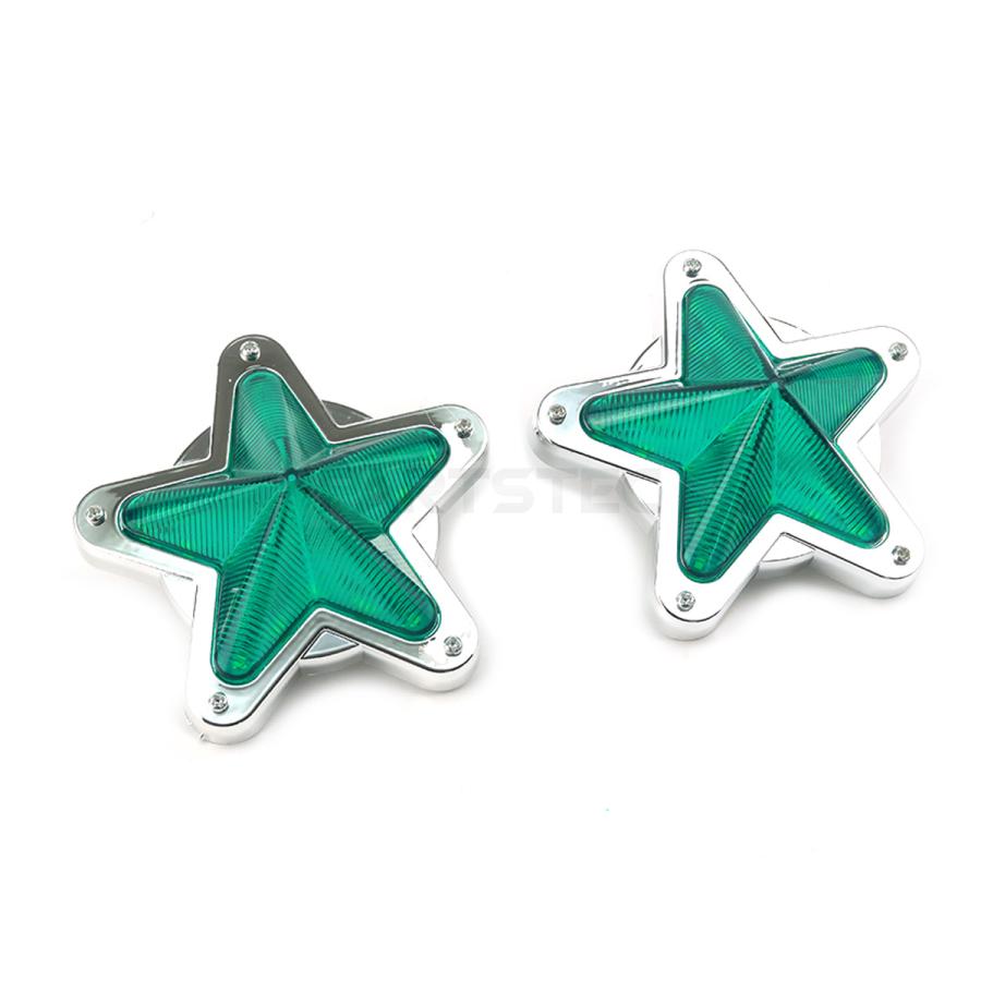 LED サイドマーカー 星型 メッキ グリーン 緑 12V 24V 兼用 2個セット
