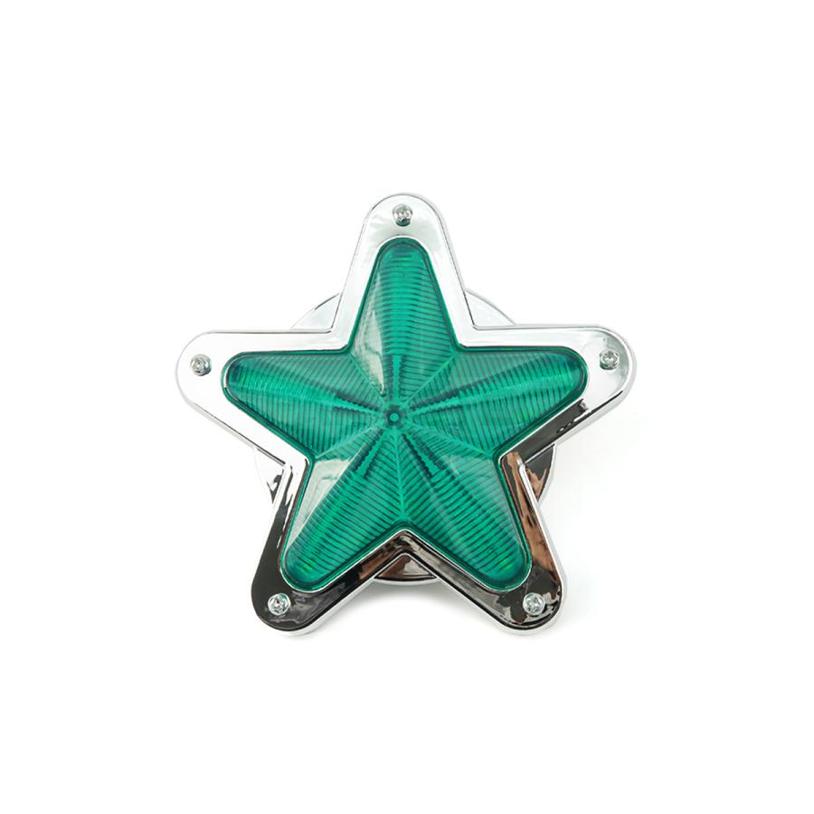 LED サイドマーカー 星型 メッキ グリーン 緑 12V 24V 兼用 2個セット