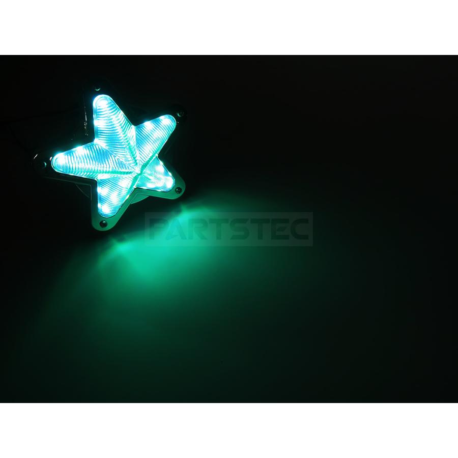 LED サイドマーカー 星型 メッキ グリーン 緑 12V 24V 兼用 2個セット