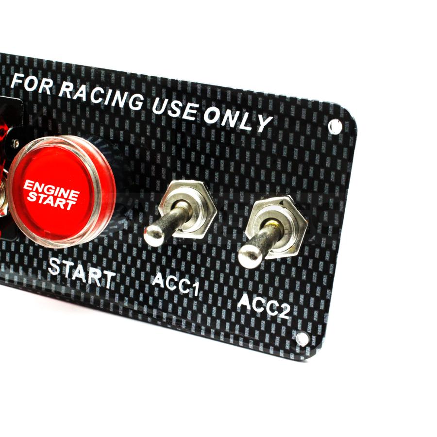 カーボン柄 2連 レーシングスイッチ パネル 12V 汎用 ロケットスイッチ