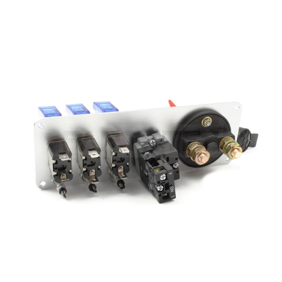 レーシングスイッチ パネル 3連 シルバー キルスイッチ付 LED付 12V