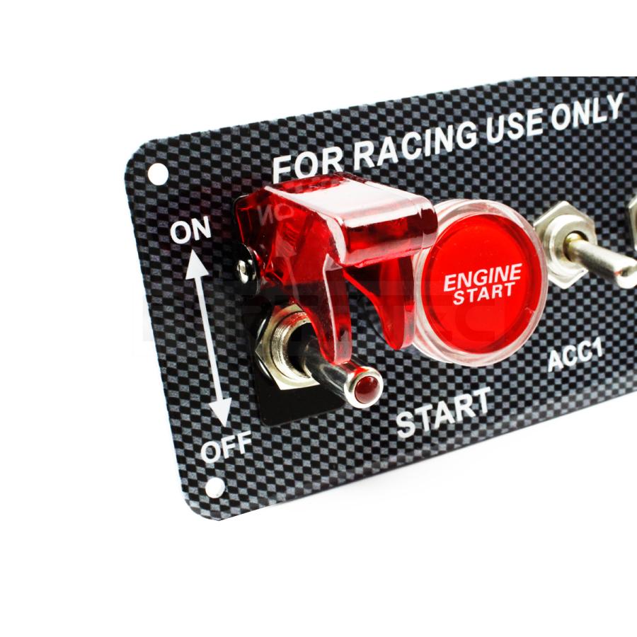 カーボン柄 レーシングスイッチ パネル 3連 12V ロケットスイッチ