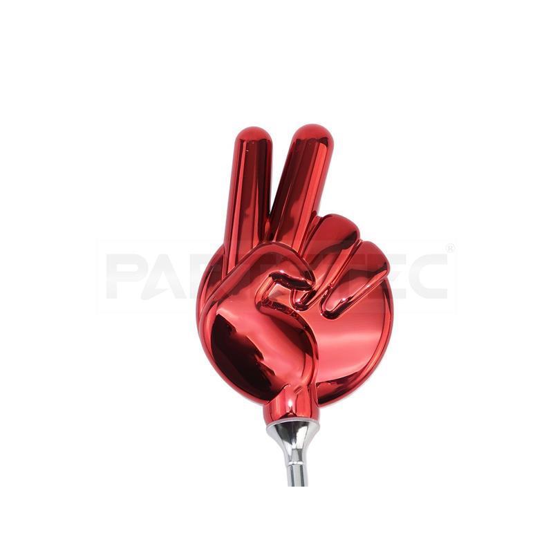 バイク 汎用 じゃんけんミラー チョキ レッド 左右セット M8 正ネジ