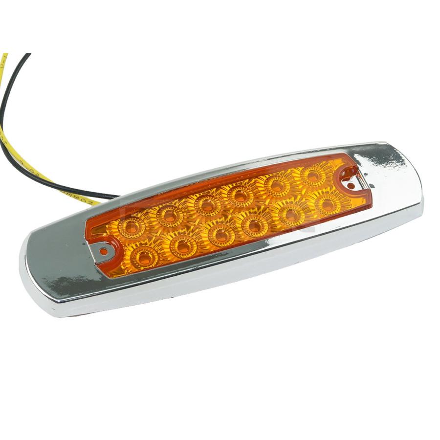 10個セット LED サイドマーカー アンバー オレンジ メッキ枠 12V 24V