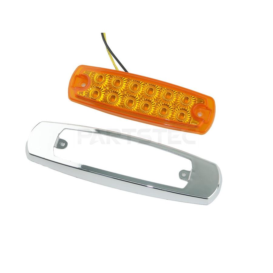 10個セット LED サイドマーカー アンバー オレンジ メッキ枠 12V 24V