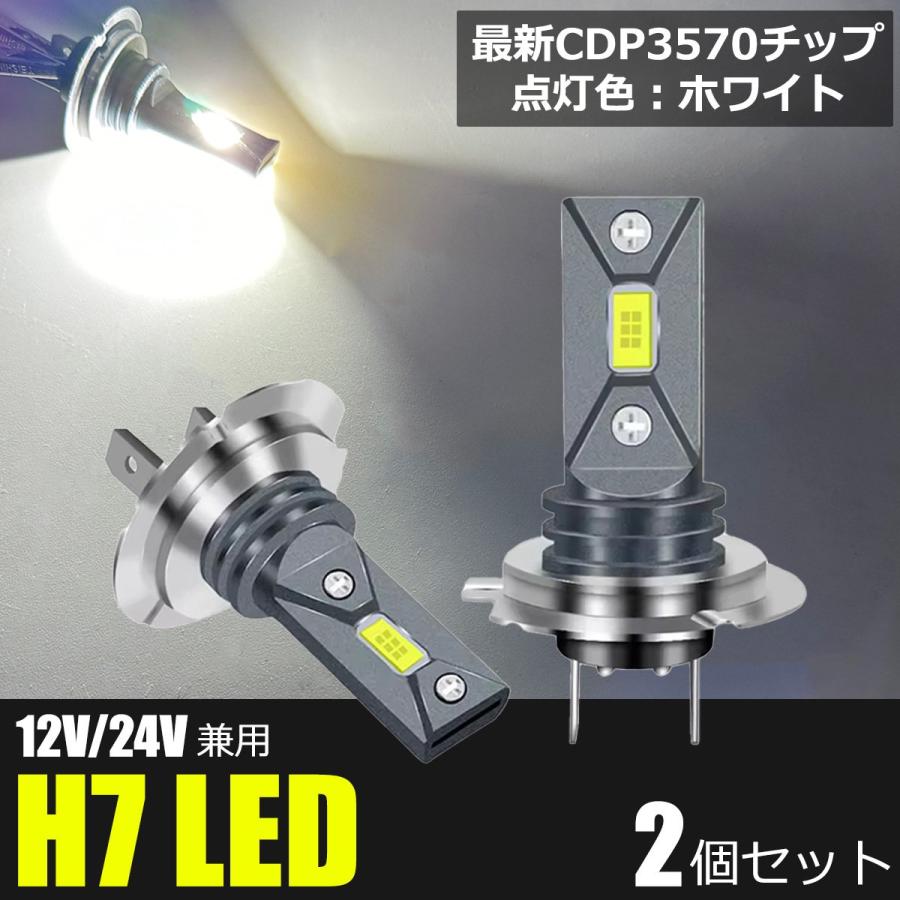 12V 24V 兼用 H7 LED バルブ ヘッドライト CSP ショートバルブ 2個 360