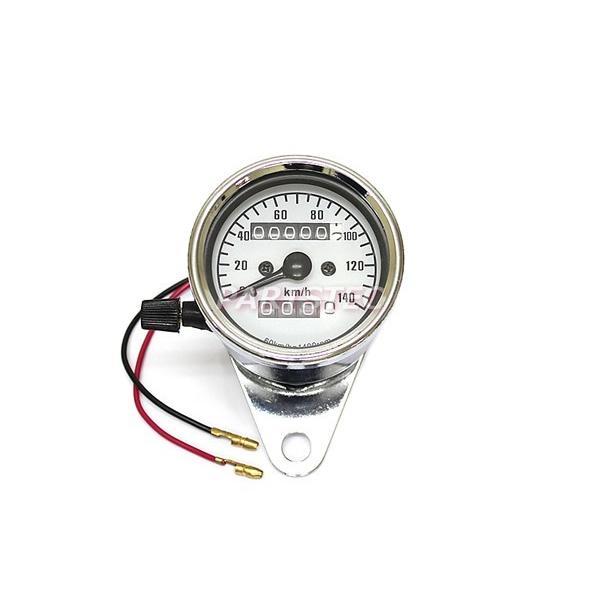 バイク スピードメーター 汎用 機械式 ホワイトパネル 60mm 140km/h