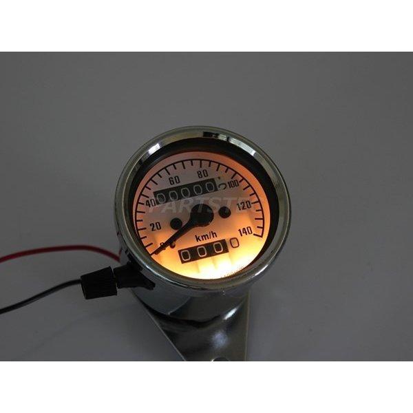 バイク スピードメーター 汎用 機械式 ホワイトパネル 60mm 140km/h