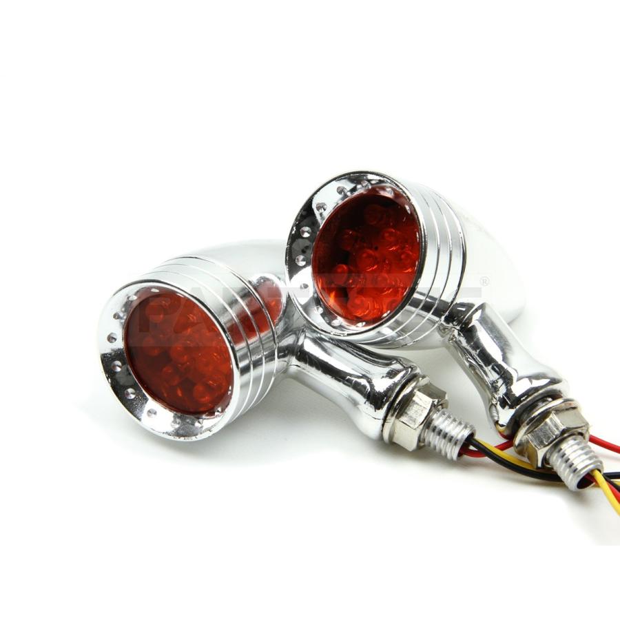 バイク LEDブレットウインカー メッキ 4個 12V 汎用 弾丸型ウインカー