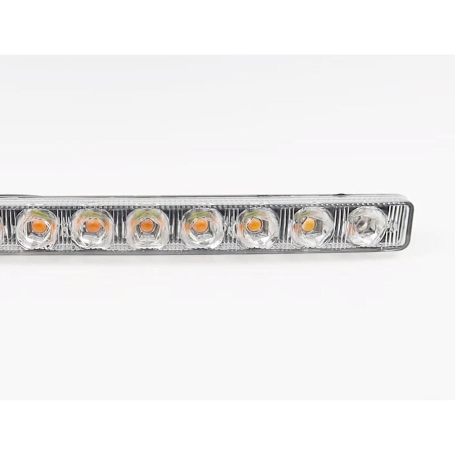 汎用 LED デイライト ホワイト アンバー 左右セット 12V 流れる