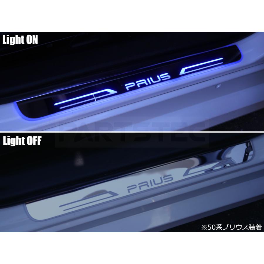 プリウス LED スカッフプレート 光って流れる ブルー 青 4枚 プリウス LED スカッフプレート 光って流れる ブルー 青 4枚