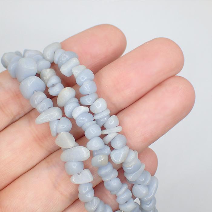 品良 天然石 さざれ石 連売り 約40cm (103) エンジェライト 約2~5mm
