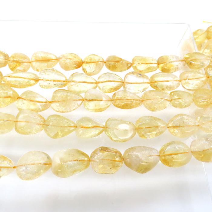 天然石レモンシトリンパーツ　蓮　No.2958 40cm 連 シトリン タンブル型 15*20mm 天然石 ビーズ 国内発送