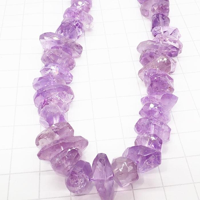 高品質☆35】 約40cm タンブルカット 連 アメジスト 縦粒サイズ約6 