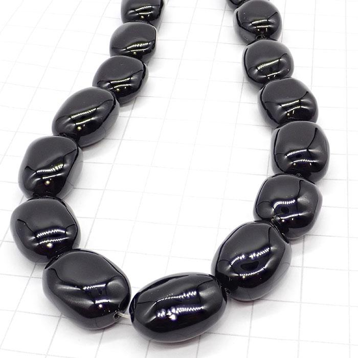 高品質335】 約40cmタンブル 連 オニキス 粒サイズ約15*20mm サザレ