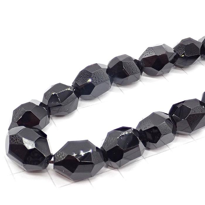 高品質☆355】 約40cmタンブル カット連 オニキス 粒サイズ約12*14mm