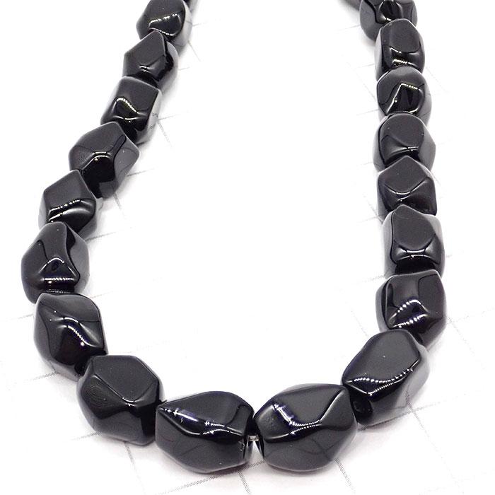 高品質☆336】 約40cmタンブル カット連 オニキス 粒サイズ約7*9mm