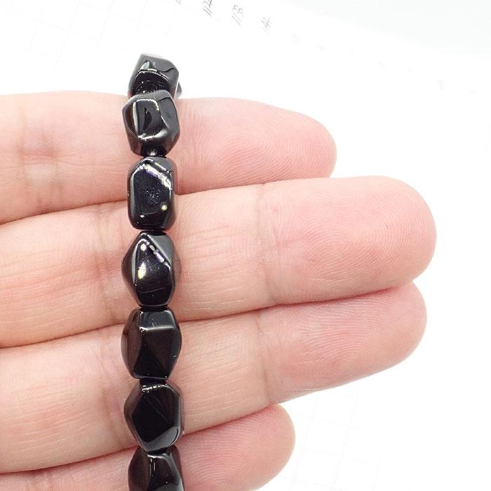 高品質☆336】 約40cmタンブル カット連 オニキス 粒サイズ約7*9mm