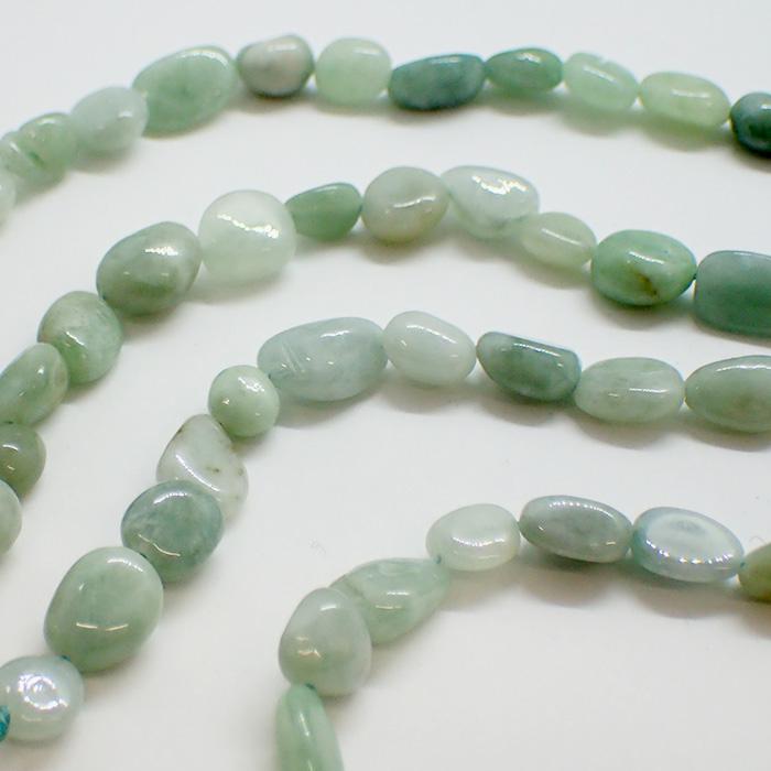 約40cmタンブル連 ヒスイ グリーンジェイド 粒 約4*9mm 連売り サザレ