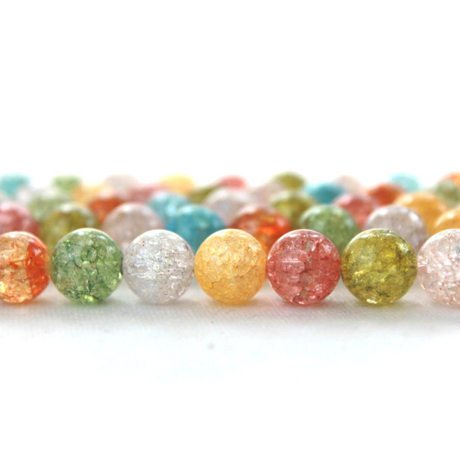 ヤフー店専用【約40cm連】クラック水晶染め（マルチカラー8mm