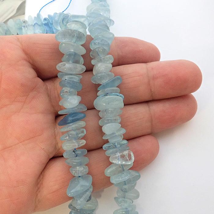 約40cm連】アクアマリン さざれビーズ 約10×17mm天然石 パワーストーン