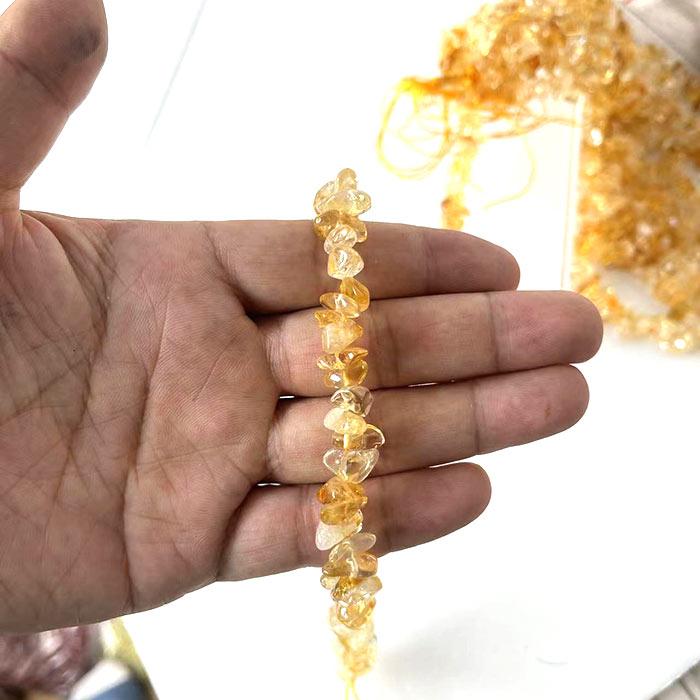 高品質 約40cm さざれ連 シトリン 粒サイズ約5*12mm 天然石 ビーズ 