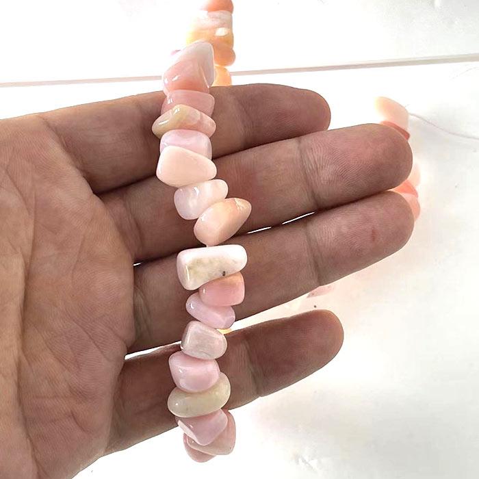 高品質 約40cm さざれ連 ピンクオパール 粒サイズ約6*12mm 天然石
