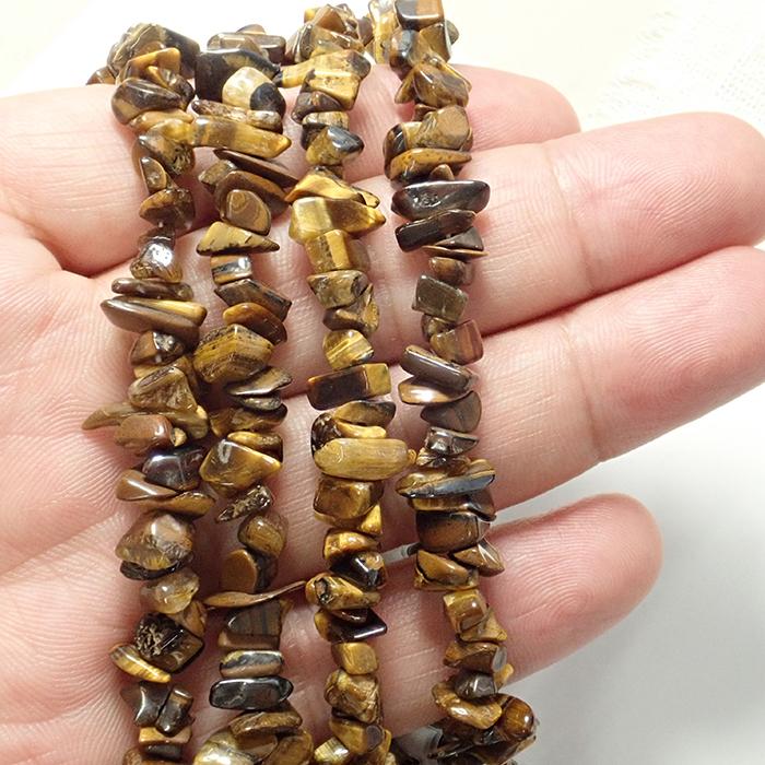 タイガーアイ さざれ石 約3*5mm 穴あり 1連 80cm 天然石