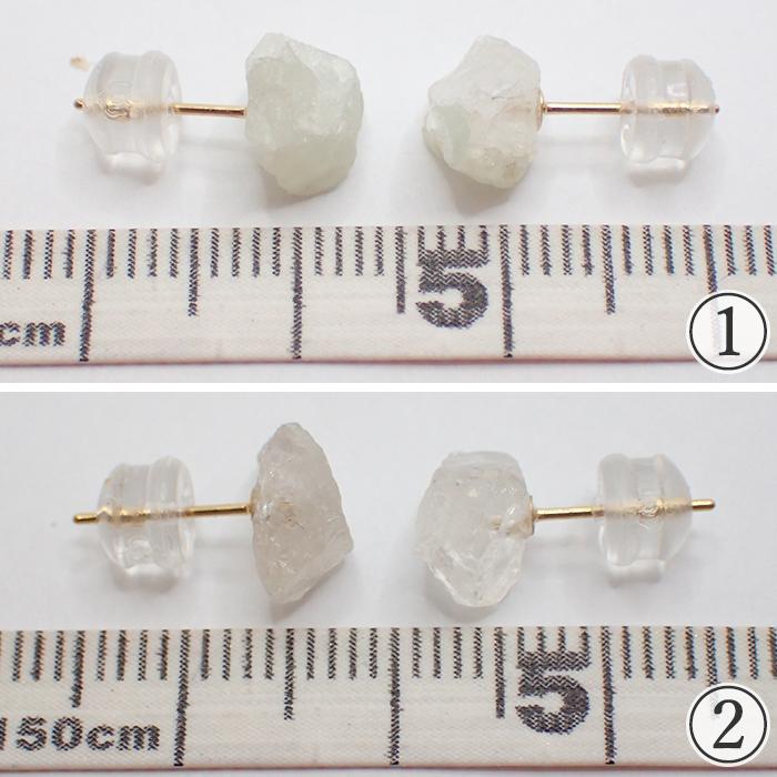 ロシア産 フェナカイト 原石 ピアス 18金 (01) スタッドピアス 18金 ピアス 天然石 ゴールド 日本製 国内制作 自社管理 アカネの画像