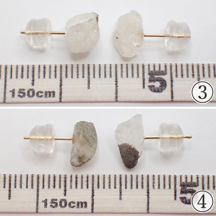 ロシア産 フェナカイト 原石 ピアス 18金 (01) スタッドピアス 18金 ピアス 天然石 ゴールド 日本製 国内制作 自社管理 アカネの画像