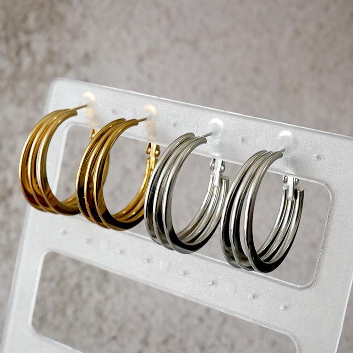 メール便送料無料 188. トリプルフープピアス 1ペア】 ステンレス
