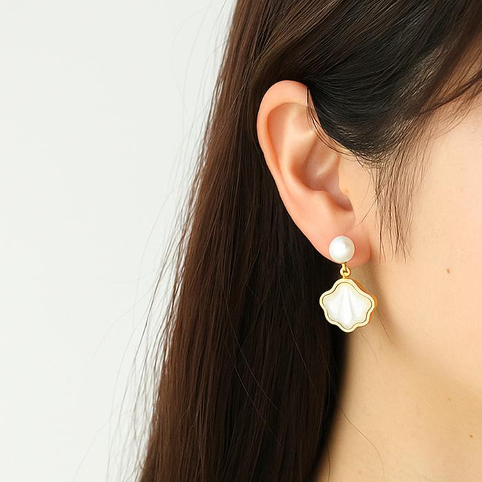 淡水パール ピアス レディース 花・蝶・ハートモチーフ 天然シェル