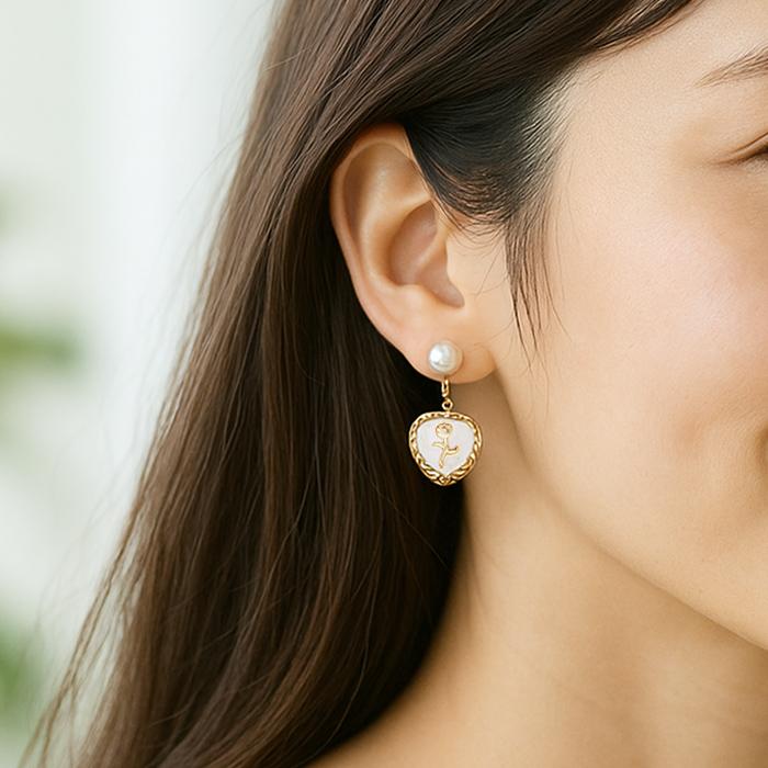 淡水パール ピアス レディース 花・蝶・ハートモチーフ 天然シェル