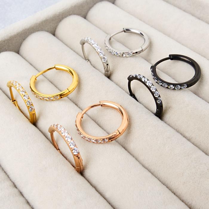 ステンレス製 ( ジルコニア付き フープピアス ) 3サイズ 金属