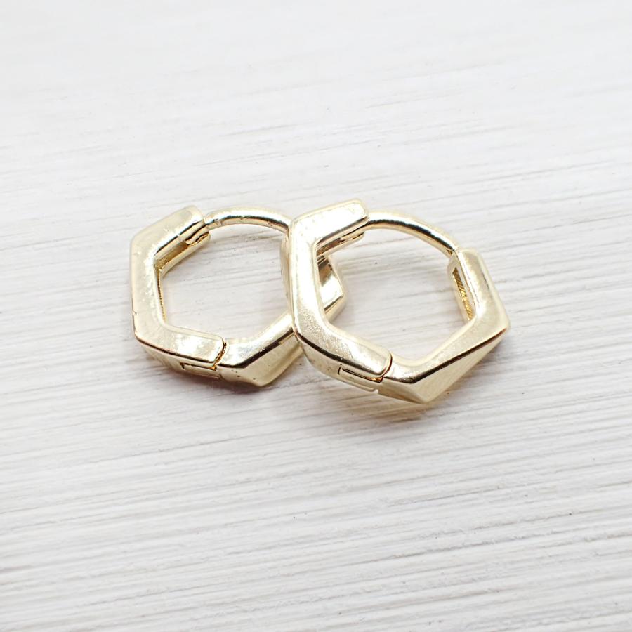 64. シルバー925 カクカクミニフープピアス GD/SV 1セット(6個入り