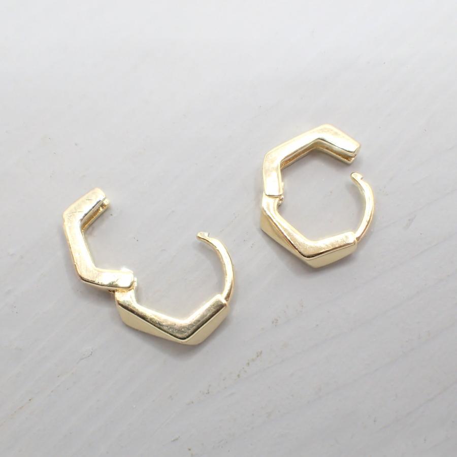 64. シルバー925 カクカクミニフープピアス GD/SV 1セット(6個入り