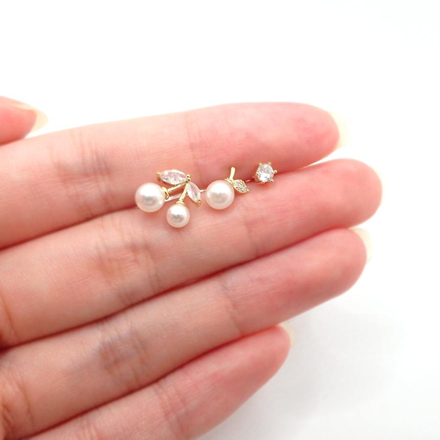 71. シルバー925 パール さくらんぼピアス ゴールド 1セット(6個入り