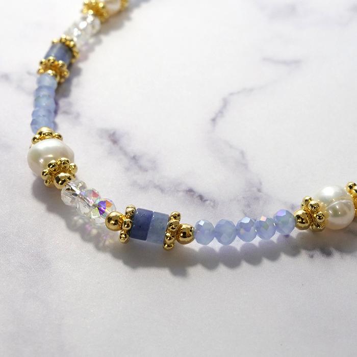 淡水パール×メノウ ストーン ネックレス 約39cm SUS316 950209