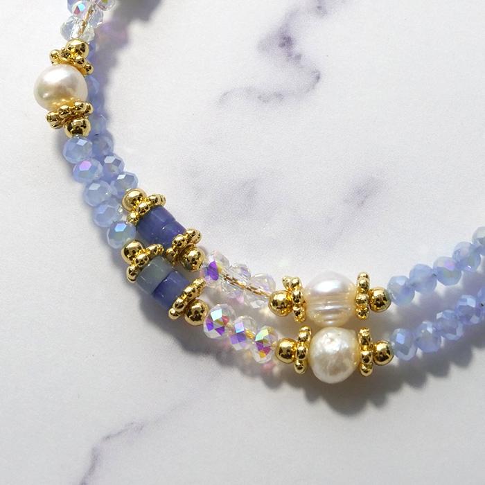 淡水パール×メノウ ストーン ネックレス 約39cm SUS316 950209