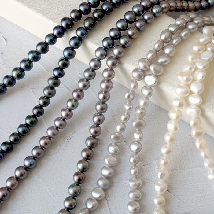 年末SALE❗️新品未使用　淡水真珠ロングネックレス　5㎜パールグレイ色　200㎝ lecollier_10003306