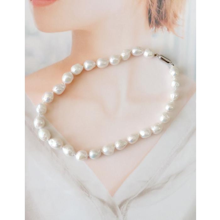 金属アレルギー対応 106. 淡水パール 大粒 バロック ネックレス 45cm