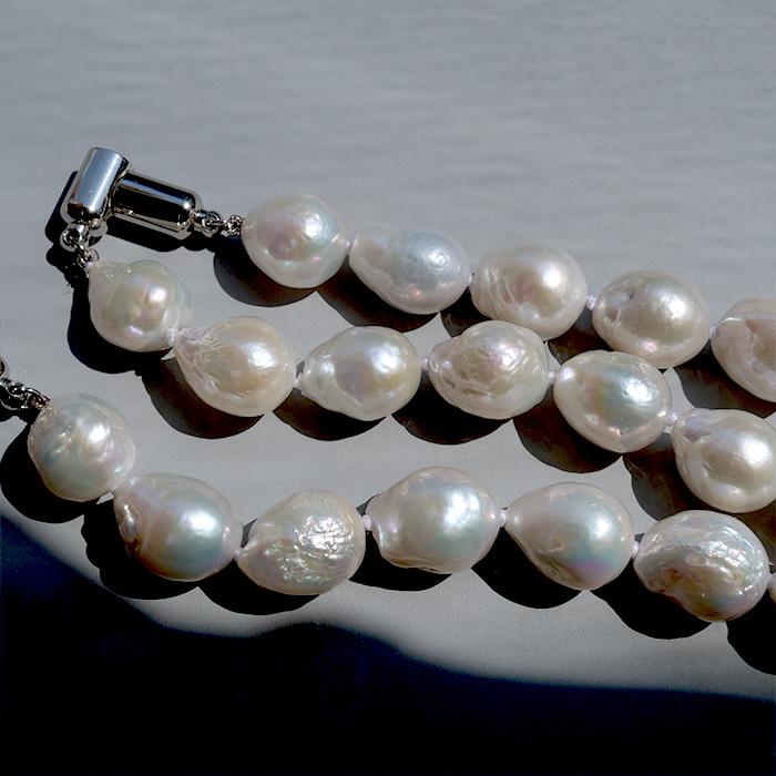 金属アレルギー対応 106. 淡水パール 大粒 バロック ネックレス 45cm