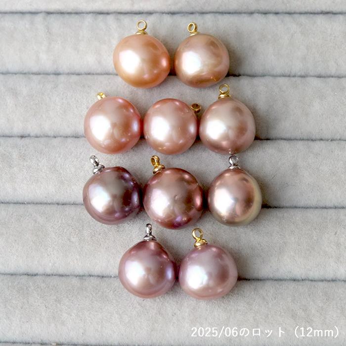 金属アレルギー対応 111. 有核 カラー 淡水パール 12mm 一粒ネックレス 