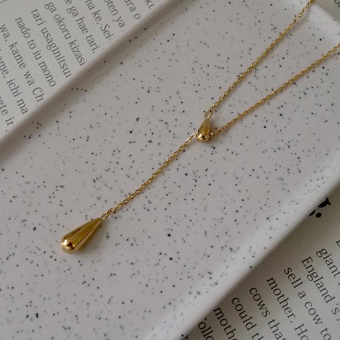 メール便送料無料 53. ティアドロップ Y字 ネックレス ゴールド 40cm