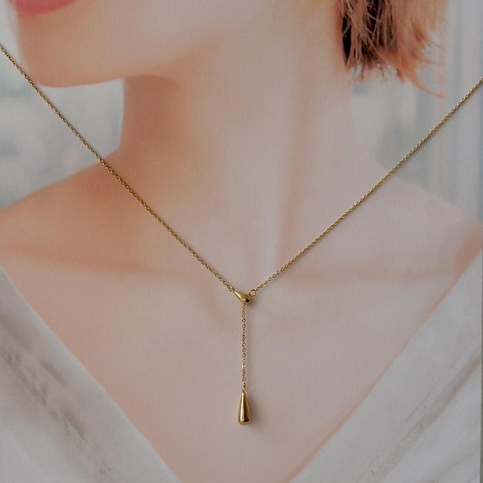 メール便送料無料 53. ティアドロップ Y字 ネックレス ゴールド 40cm